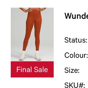 Lululemon wunder train leggings 25” (Aztec brick color)